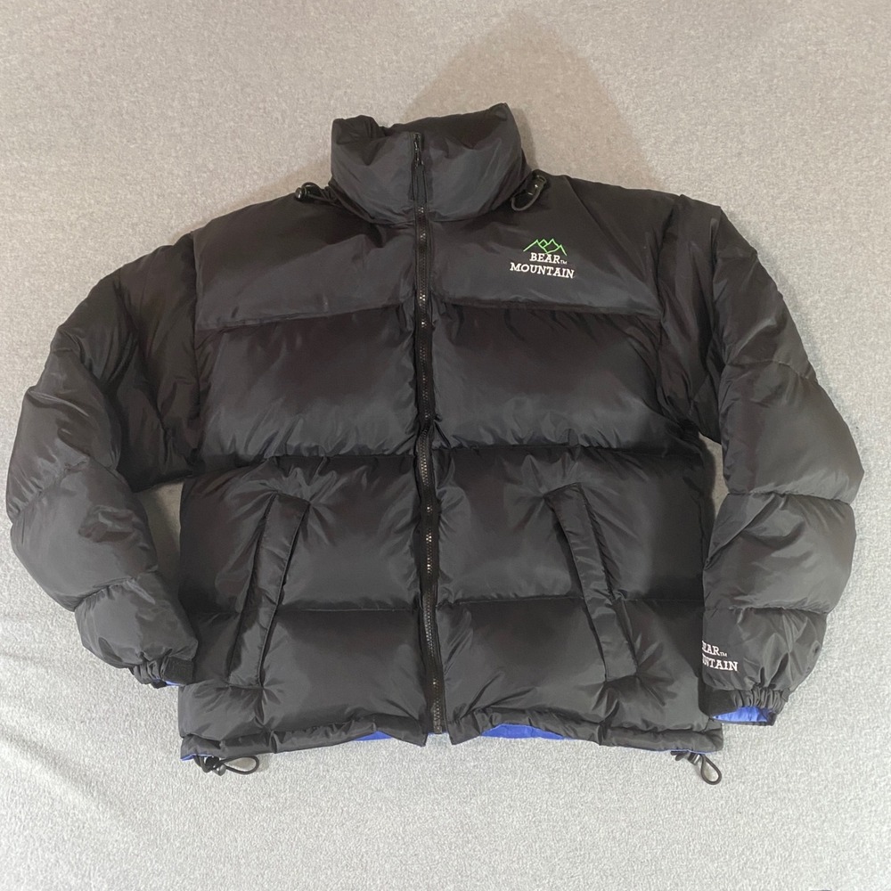 Bear Mountain Reversible Down Puffer Jacket Black Blue Medium